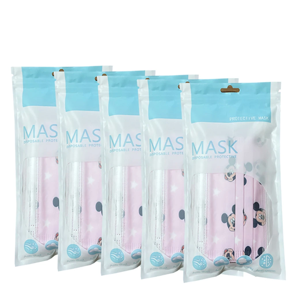 

50Pcs Disney Child Cartoon Print Masks Kids 3-Layer Protective Breathable Non-Woven Fabric Mickey Marvel Cartoon Print Face Mask