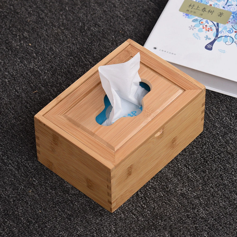 

Home Tissue Box Cover Bamboo Organizer Wooden Decor Multifunctional Storage Cute Bedroom Creative Robot Desk Farmhouse Holder