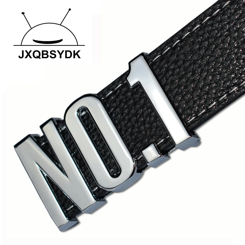 

JXQBSYDK Luxury Men Belts Personality NO.1 Buckle Designer Mens High Quality Fashion Belts Male Leather Belts