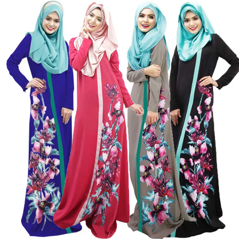 Новое Элегантное женское платье с цветочным принтом мусульманский модный кафтан