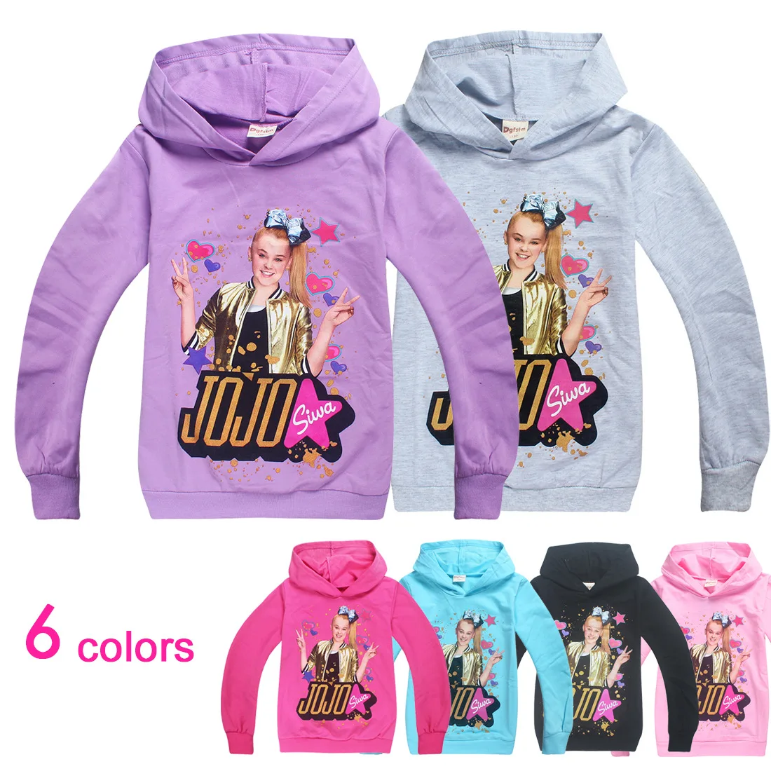 JOJO siwa/детский топ с длинными рукавами для девочек толстовки капюшоном футболки
