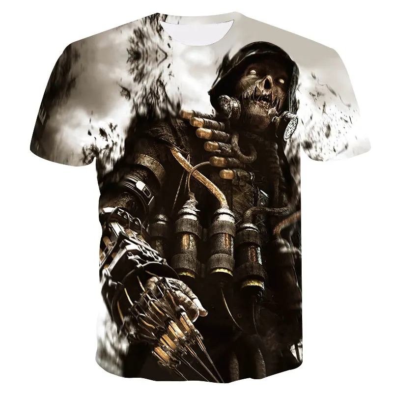 

2021 Summer Street Fashion Brand Quick-drying T-shirt New 3D Skull Cool Men's T-shirt High Quality Short Sleeve Casual T-shirt