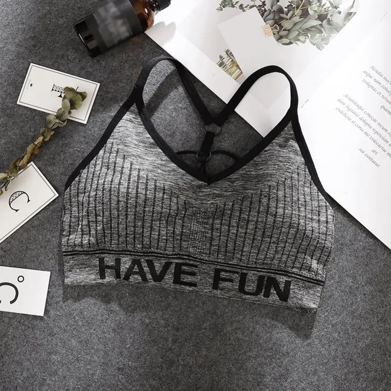 Женский фитнес белье Комплект с буквенным принтом бюстгальтер трусики Bralette