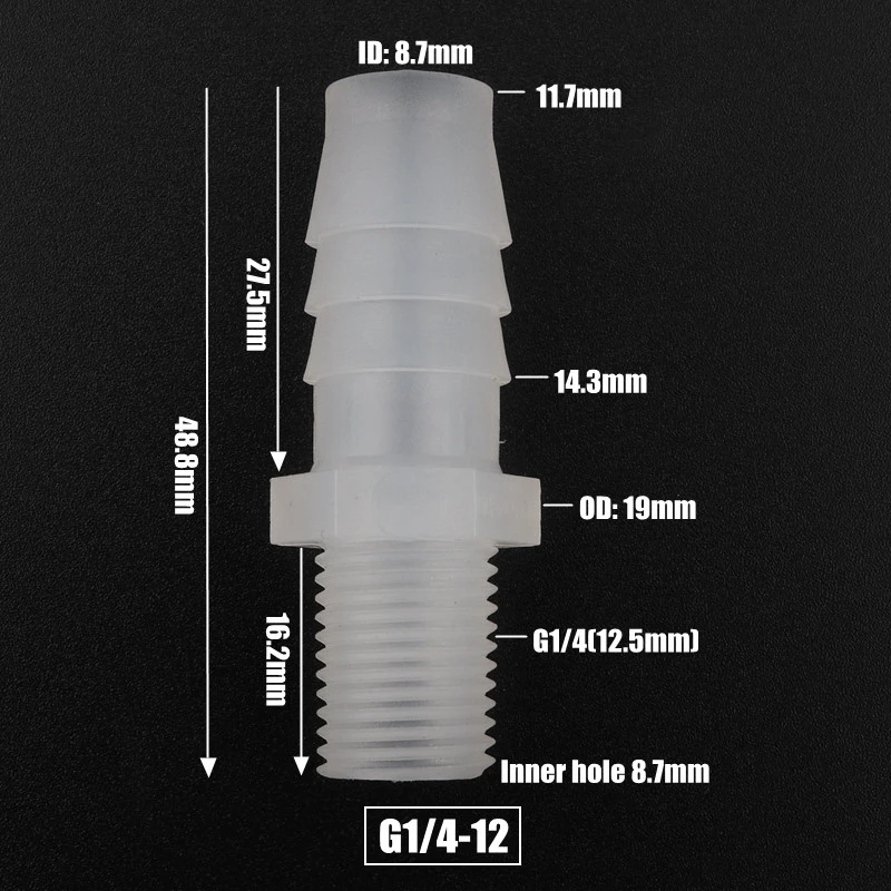 

Соединители для аквариума PP пластик G1/8 G1/4 дюйма 2.8~12 мм