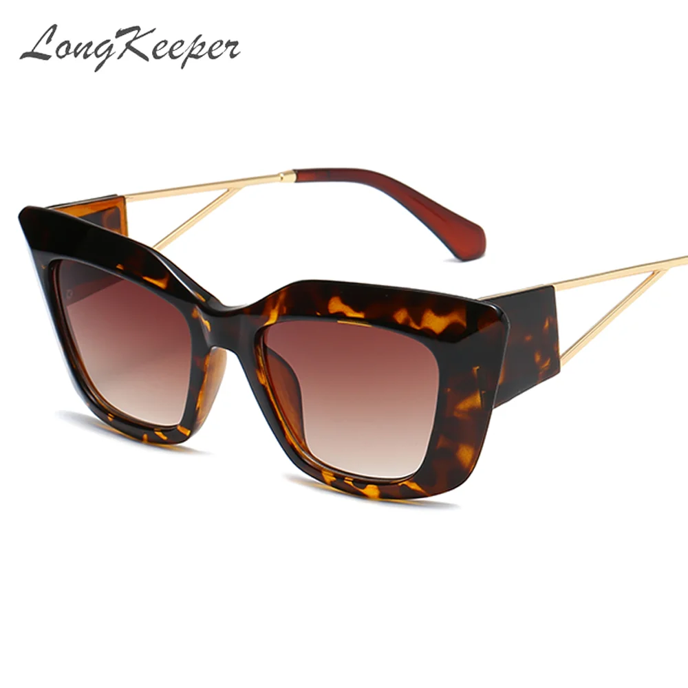 

LongKeeper Brand Thick Frame Cat Eye Sunglasses Women Vintage Square Shades Ladies Fashion Sun Glasses Female Gradient Okulary