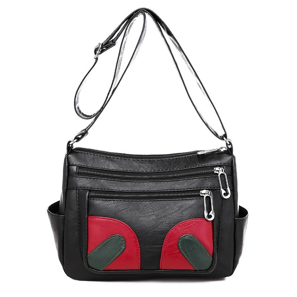 

Casual Women Flower Printed Multi-Zpper Handbags Retro Mummy PU Leather Shoulder Crossbody Bag Portable Daily Travel Purse