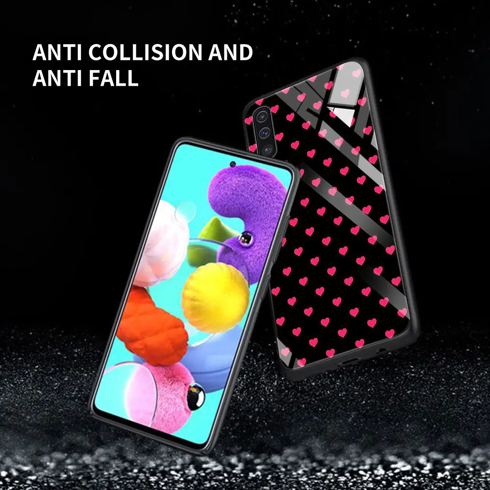 

Heart Cartoon Cute Glass For Samsung Galaxy A51 A71 A50 A70 Tempered Phone Case A31 A21s A30 A91 A41 M31 A40 A32 A12 Cover