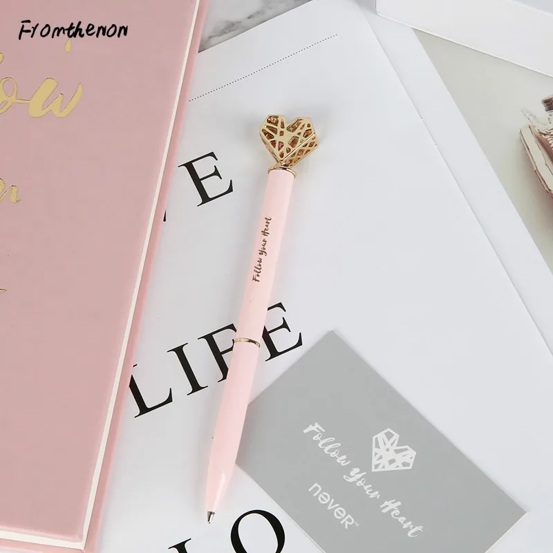 Шариковые ручки с алмазным сердцем металлическая ручка 0 7 мм Подарочная коробка