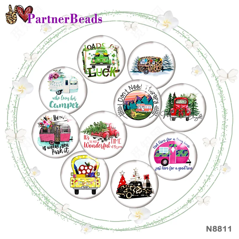

Car Christmas 12mm//18mm/20mm/25mm Round photo glass cabochon demo flat back Making findings PartnerBeads N8811