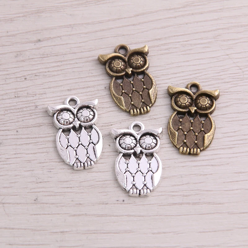 

SWEET BELL 30PCS 14*20mm New Product Two Color Owl Charms Animal Pendant Jewelry Metal Alloy Jewelry Marking