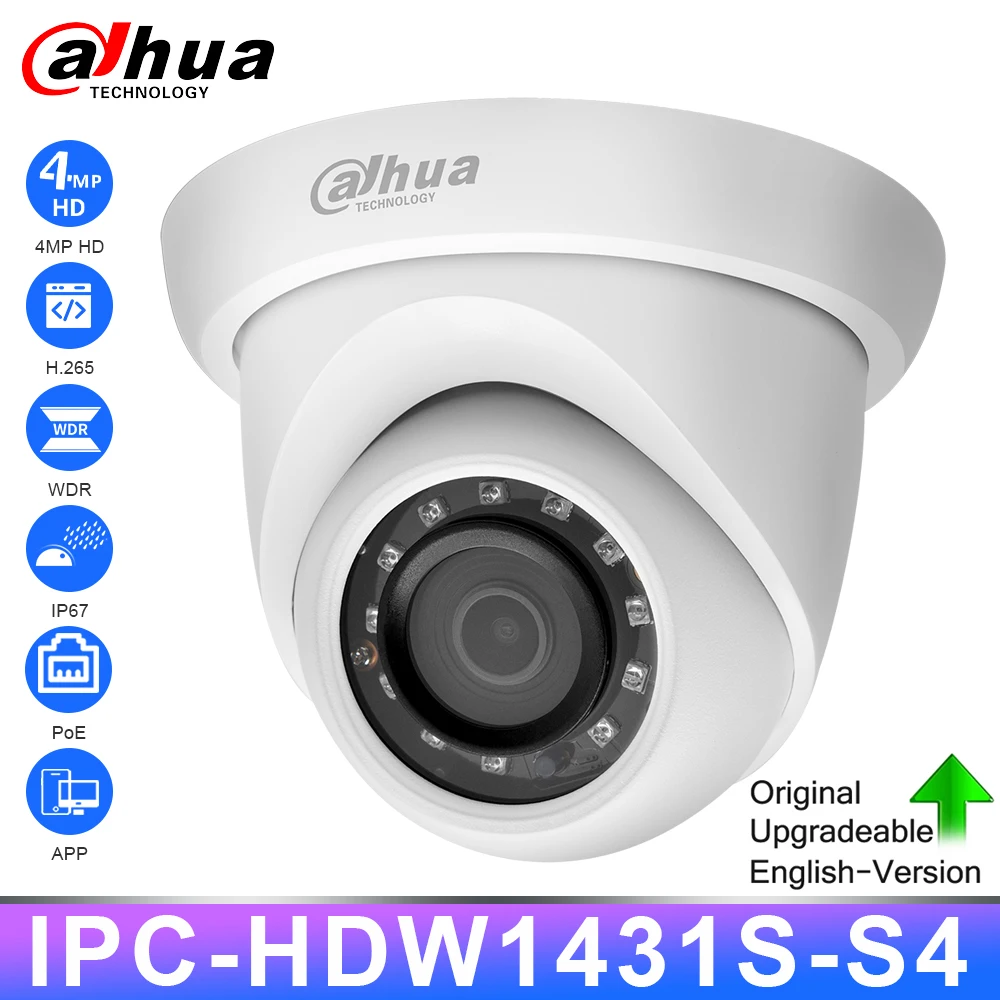 

Сетевая IP-камера Dahua Original IPC-HDW1431S-S4 HD 4 МП, камера безопасности PoE IR30m ночного видения H.265 IP67 WDR 3D DNR BLC для дома и улицы
