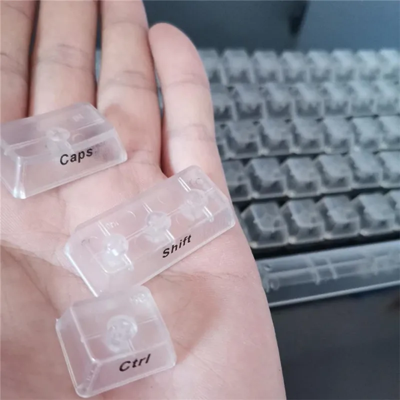 

OEM Profile ABS Clear Keycaps Mechanical Keyboard Backlight RGB Keycap For Mx Switch Side Engraved Sticker English Black Letter