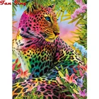 Цветная леопардовая 3D Алмазная живопись, вышивка крестиком, мозаика, полная квадратная круглая Стразы 5D, вышивка с цветами, украшение для дома