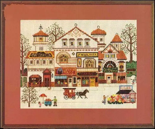 

MM Top Quality Lovely Counted Cross Stitch Kit Victorian Shoppes Shopper Street Store Market Horse Carriage Dim 03528