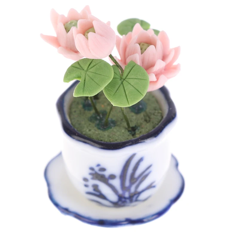 1:12 миниатюрный кукольный домик в горшке Лотос керамический цветочный горшок