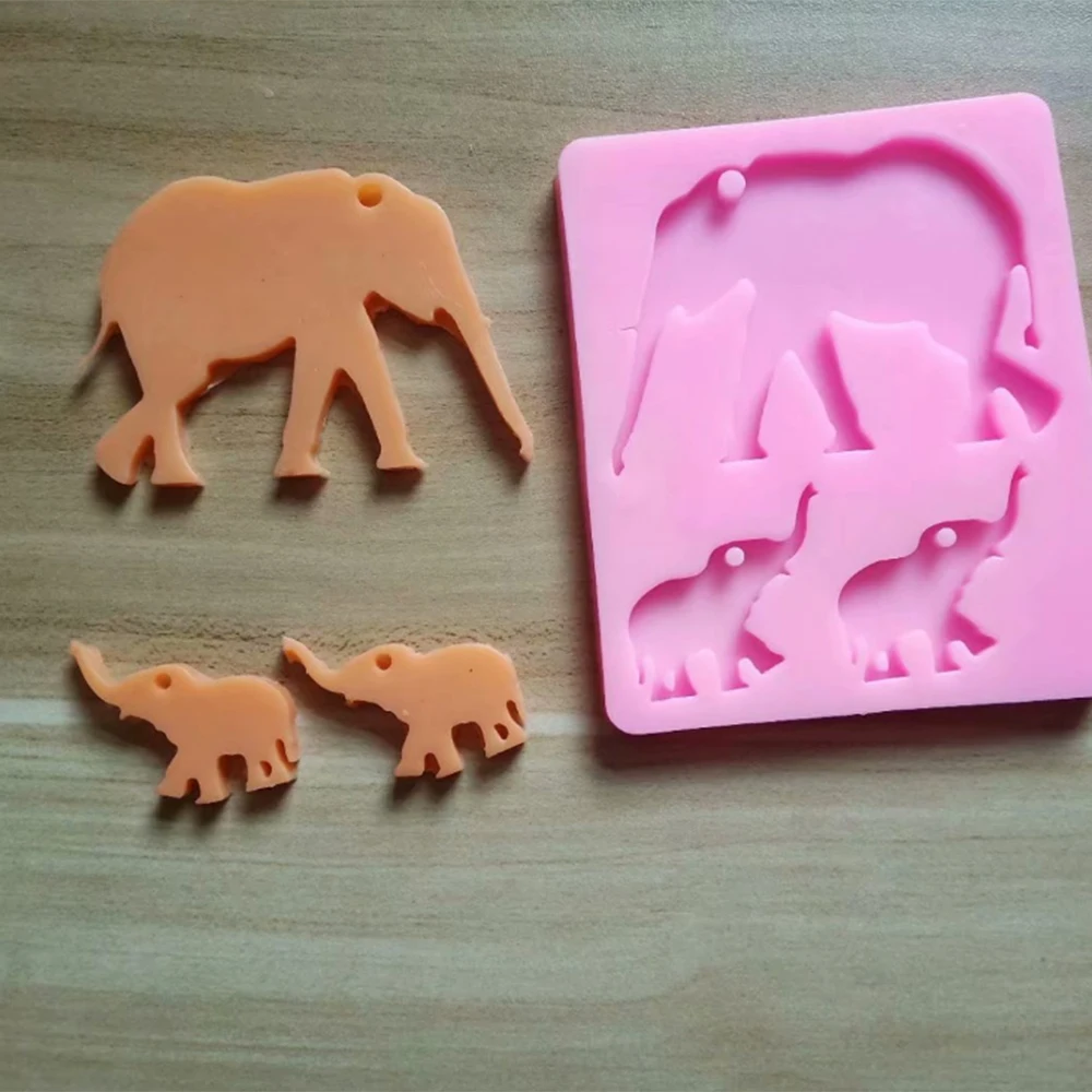 

Shiny dinosaur family silicone Keychains mold animal dinosaur mom and baby clay DIY Jewelry Making epoxy Resin mold