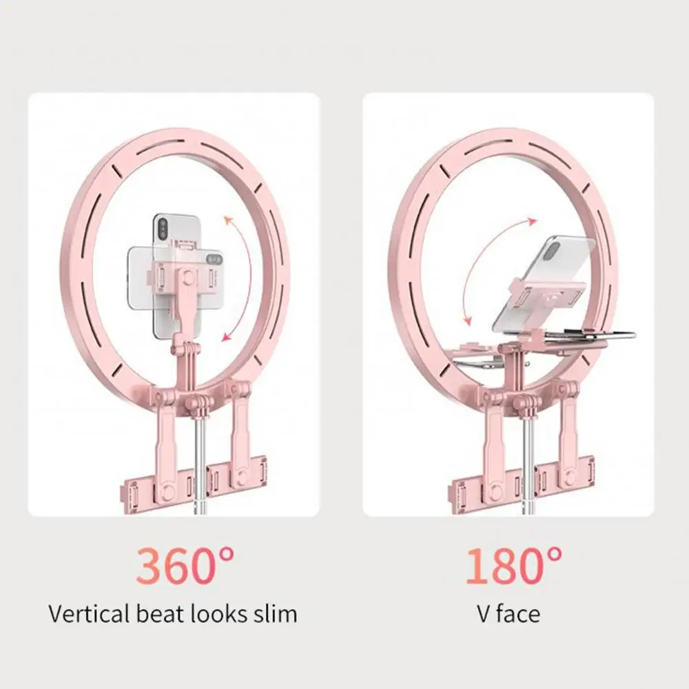 

USB Foldable LED Selfie Stand Tripod Ring Fill Light with Mobile Phone Holder Tripod Circle Fill Light Dimmable Lamp Makeup lamp