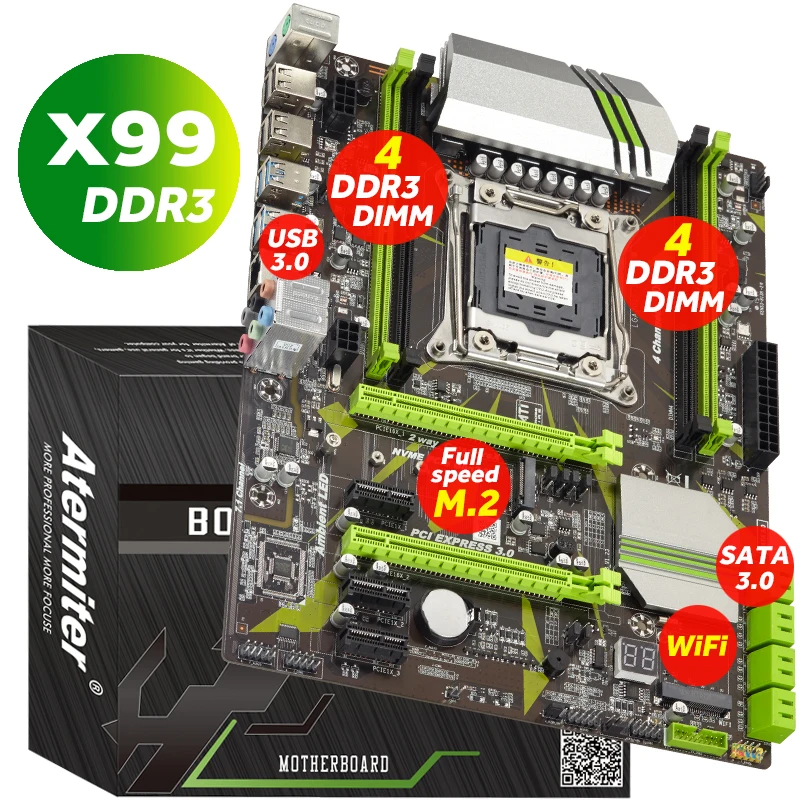 x99 комплект Комплект материнской платы atermiter X99 DDR3 PC3 D3 с процессором Xeon E5 2678 V3 LGA2011-3