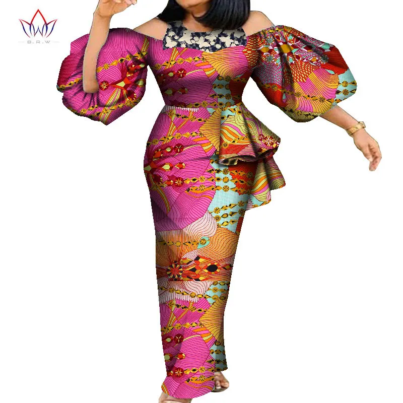 Summer Clothes Woman 2020 ladies Plus Size African Bazine For Women European Clothing Dashiki 5xl Ankle Length long Dress WY8235