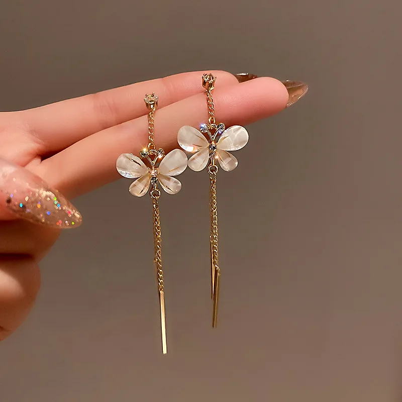 

Fashion Butterfly Tassel Drop Earrings For Women Sweet Butterfly Rhinestone Modern Party Wedding Bridal Trendy Dangle Earrings