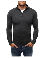 2021 casual sweater mens solid color standing collar long sleeve sweater zip knit sweater mens black gray navy blue