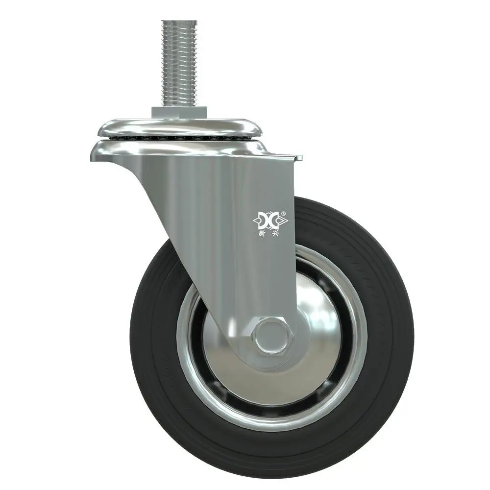 

1 Pc Caster Wholesale High Quality Solid Rubber 4-inch Screw Rod Iron Core Wear Resistance Manufacturer