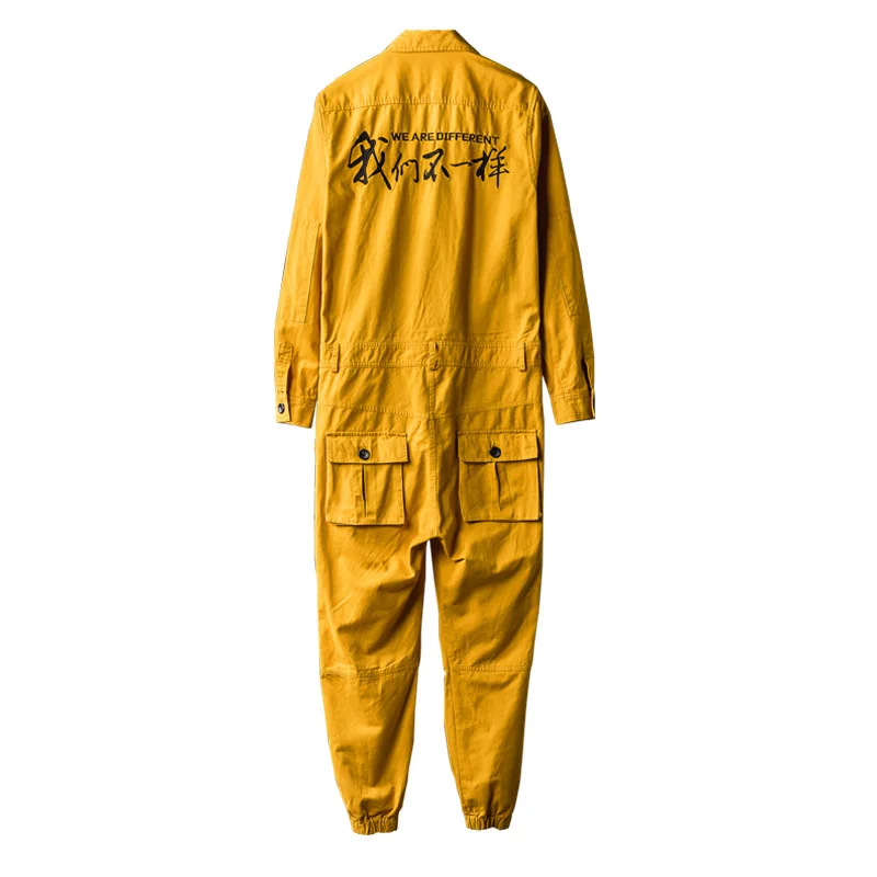

IEFB Men And Women One-piece Overalls Yellow Workwear Long Sleeve Single Breasted Jumpsuit 2021 New Multi-pocket Trousers 9Y8179