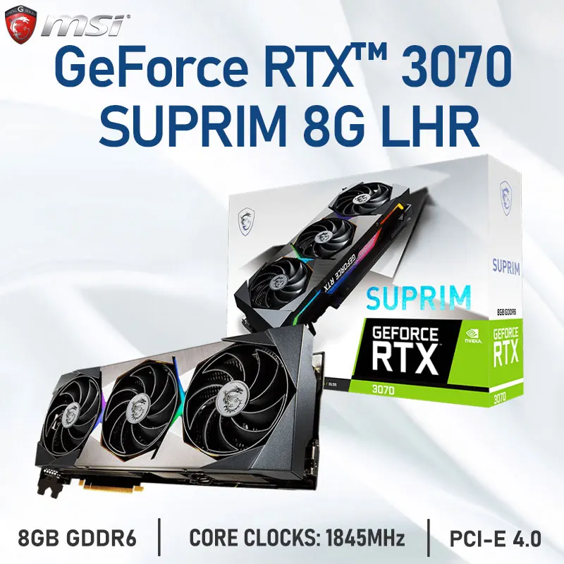 

MSI Raphic Cards GeForce RTX 3070 SUPRIM 8G LHR 8GB GDDR6 Graphics Cards 256-bit HDMI-Compatible PCI-E4.0 GPU GAMING Video Cards