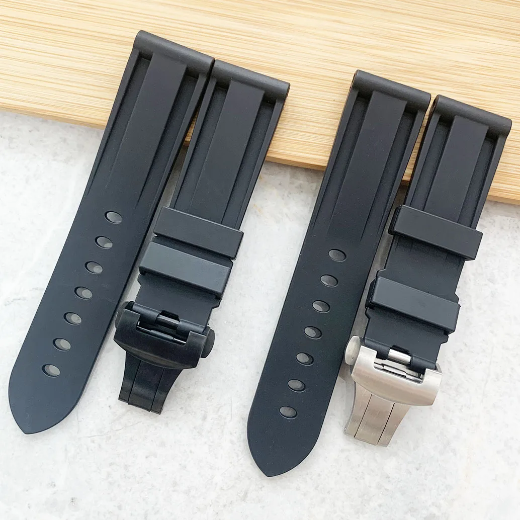 

Orange Watch Band For Panerai PAM 111 441 TPU Rubber Silicone 22 24mm Watch Strap Watch Accessories Folding Clasp Watch Bracelet