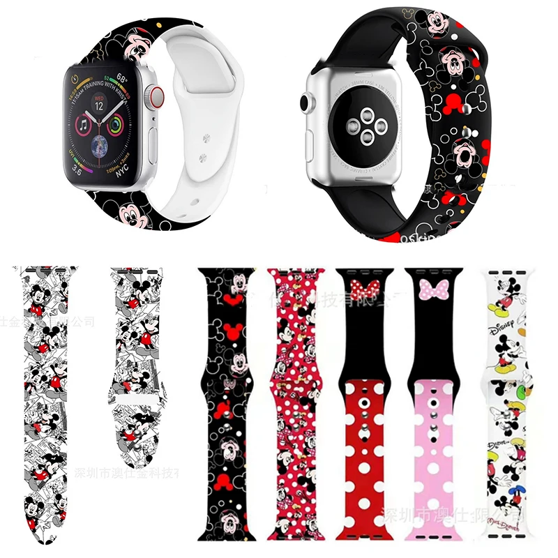 Ремешок из ТПУ с Микки-Маусом Disney для iWatch 40 мм 44 спортивный ремешок Apple watch 42 38 Series 2