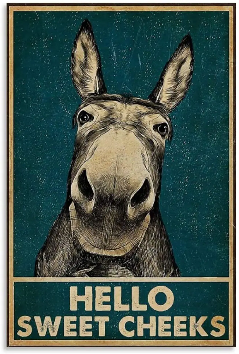 

Canvas Art Hello Sweet Cheeks Donkey Sign Canvas Art Poster and Wall Art Picture Print Modern Family Bedroom Decor Posters 20x30