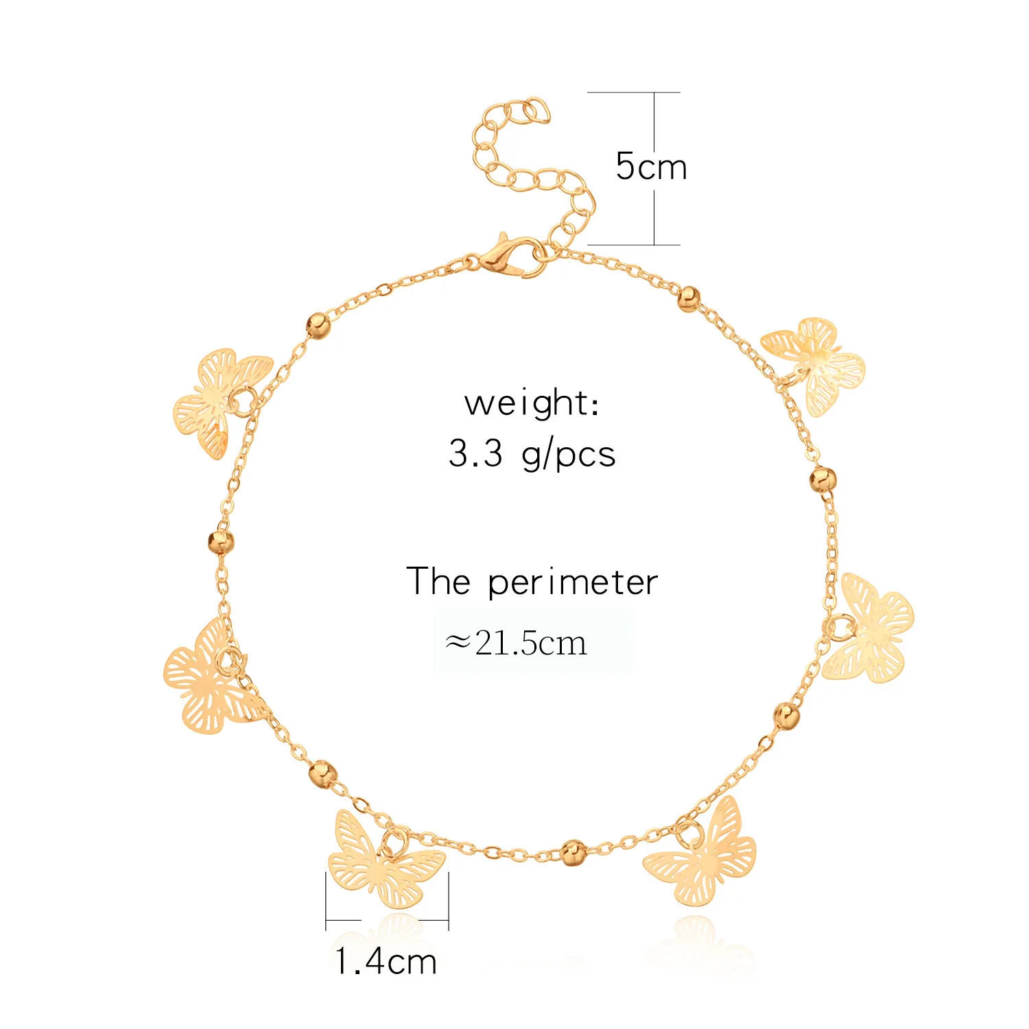 

Hollow Butterfly Pendant Anklet Summer New Style Beach Copper Women Anklet Ladies Fashion Handmade Chain AK0016