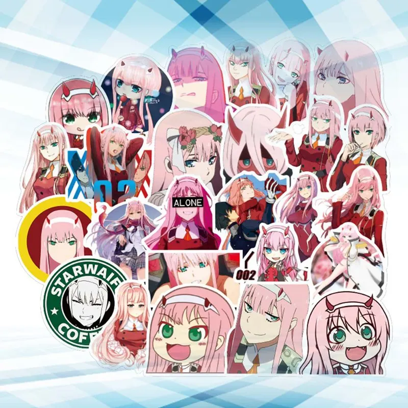 

50Pcs DARLING In The FRANXX Anime Stickers ZERO TWO Scrapbooking Sticker For Laptop Skateboard Fridge Suitcase