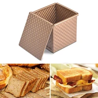 toast box champagne corrugated non stick aluminum toast box bread pan with lid bread mold aluminum alloy baking and pastry tool