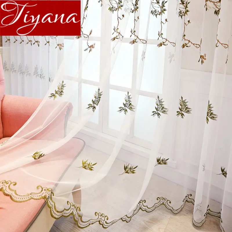 Цветочная занавеска кружевные дизайнерские листья для гостиной вышивка вуаль