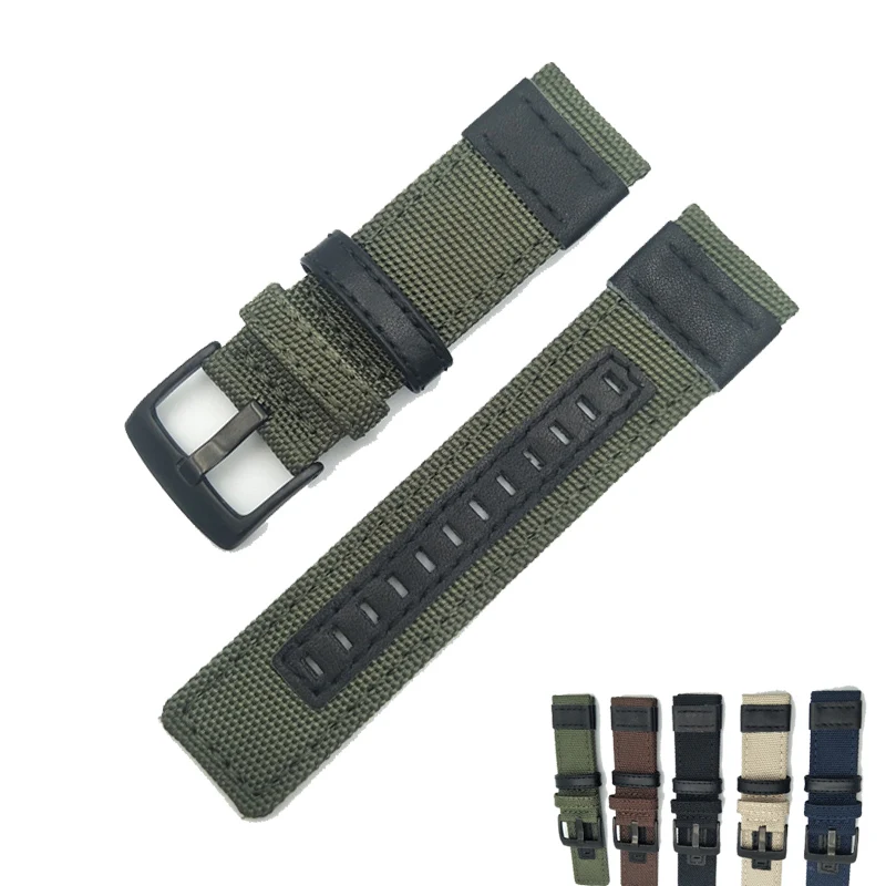 Ремешок нейлоновый кожаный для часов Panerai Luminor Radiomir черный спортивный браслет с