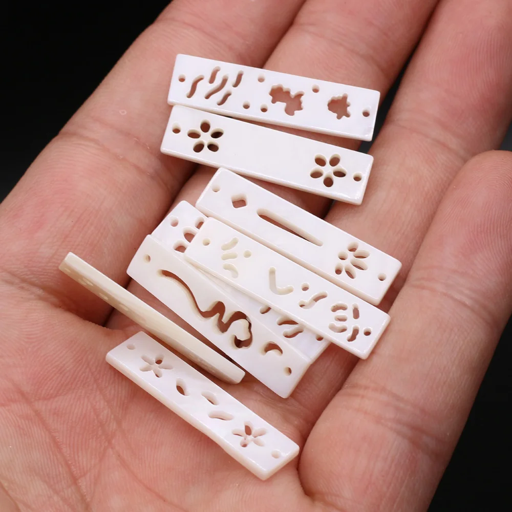

4pcs New Natural Freshwater Rectangle White Shell Loose Beads for Jewelry Making Necklace Bracelet Accessories Women Gift