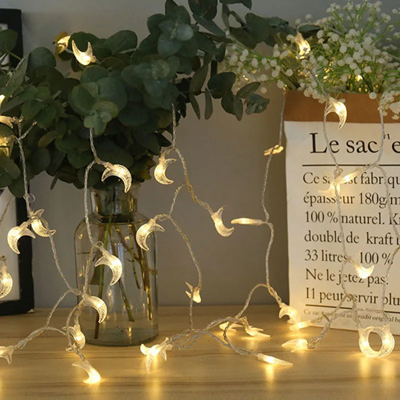 

2021 Ramadan Lights Decoration Moon Star LED String lights Eid Mubarak Decor Lighting Fairy Garland Home Deco Ramadan Kareem