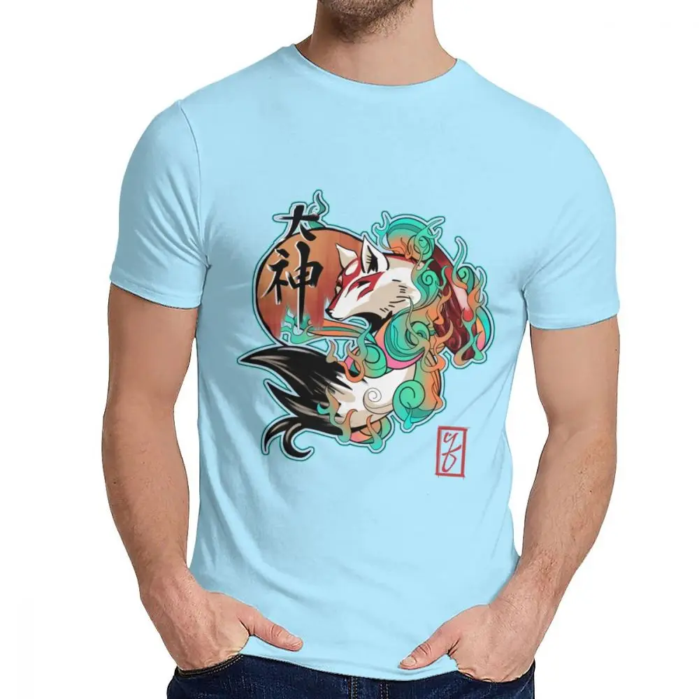 Футболка для мальчиков Okami Adventure Offical Trailer хлопок Geek Классический круглый вырез Harajuku уличная футболка рубашка - Цвет: Небесно-голубой