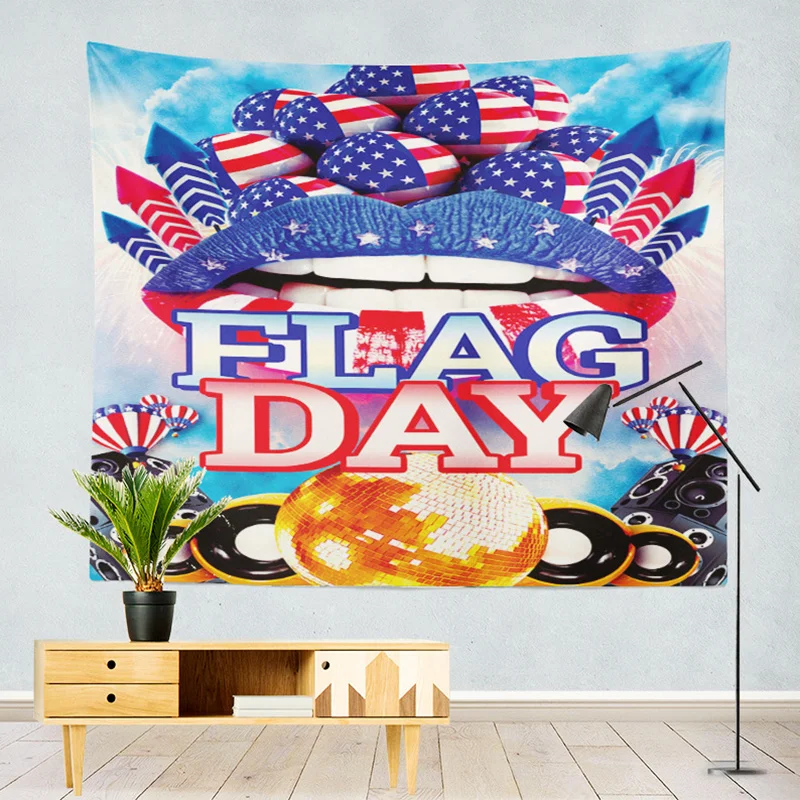 

Bubble Kiss Tapestry USA Independence Day Wall Decor 4th July America Flag Pattern Home Living Room Hanging Cloth Tapestries