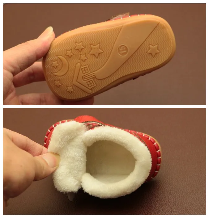 Зимние детские сапоги Теплые из натуральной кожи для детей плюшевые