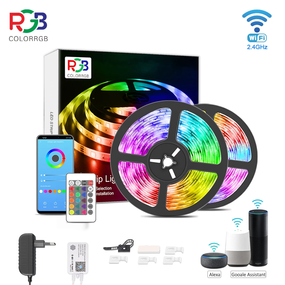 ColorRGB светодиодная лента (Wi Fi) прокладки СИД светильник работает с Amazon Alexa Google Home