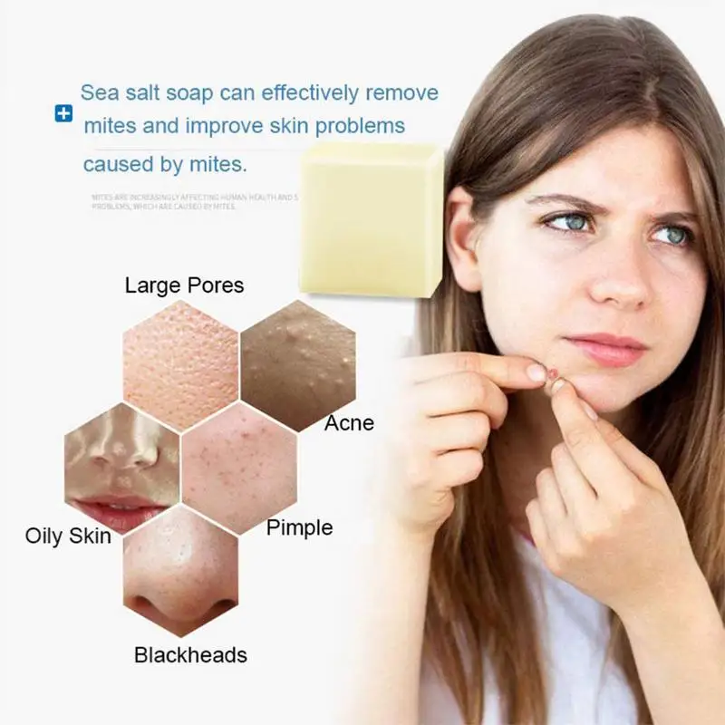 Goat Milk Sea Salt Soap Remove Pimple Pores Acne Treatment Base Tools Wash Care Cleanser Soap Face Moisturizing Skin C5Y2