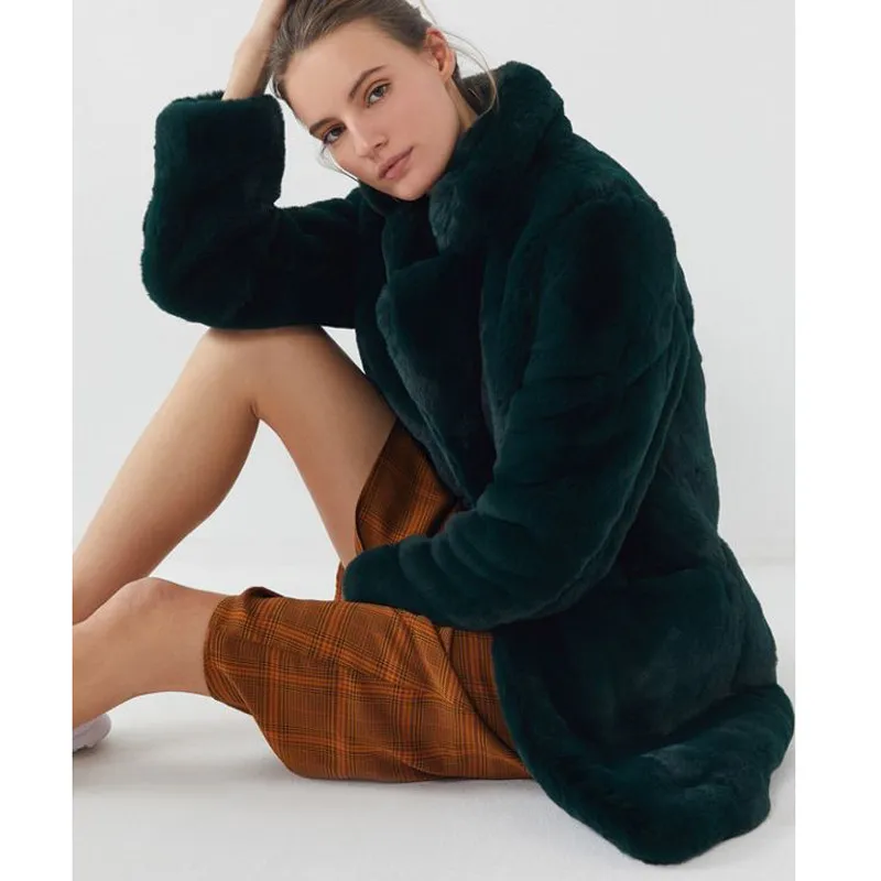 

Thick Warm Female Long Loose Fluff Soft Faux Lamb Fleece Fur Coat Womens Winter Jackets Autumn Jacket Women Turn-down Collar