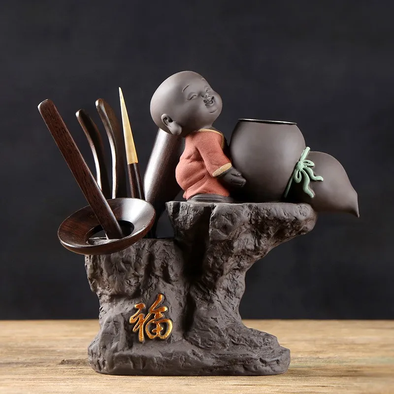 

Kung Fu Tea Set Tea Ceremony Little Monk Tea Accessories Set Clip Needle Ceramic Tea Scoop Strainers Six Gentleman