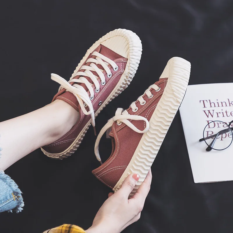 Женские парусиновые туфли повседневная обувь в Корейском стиле белые весна-лето