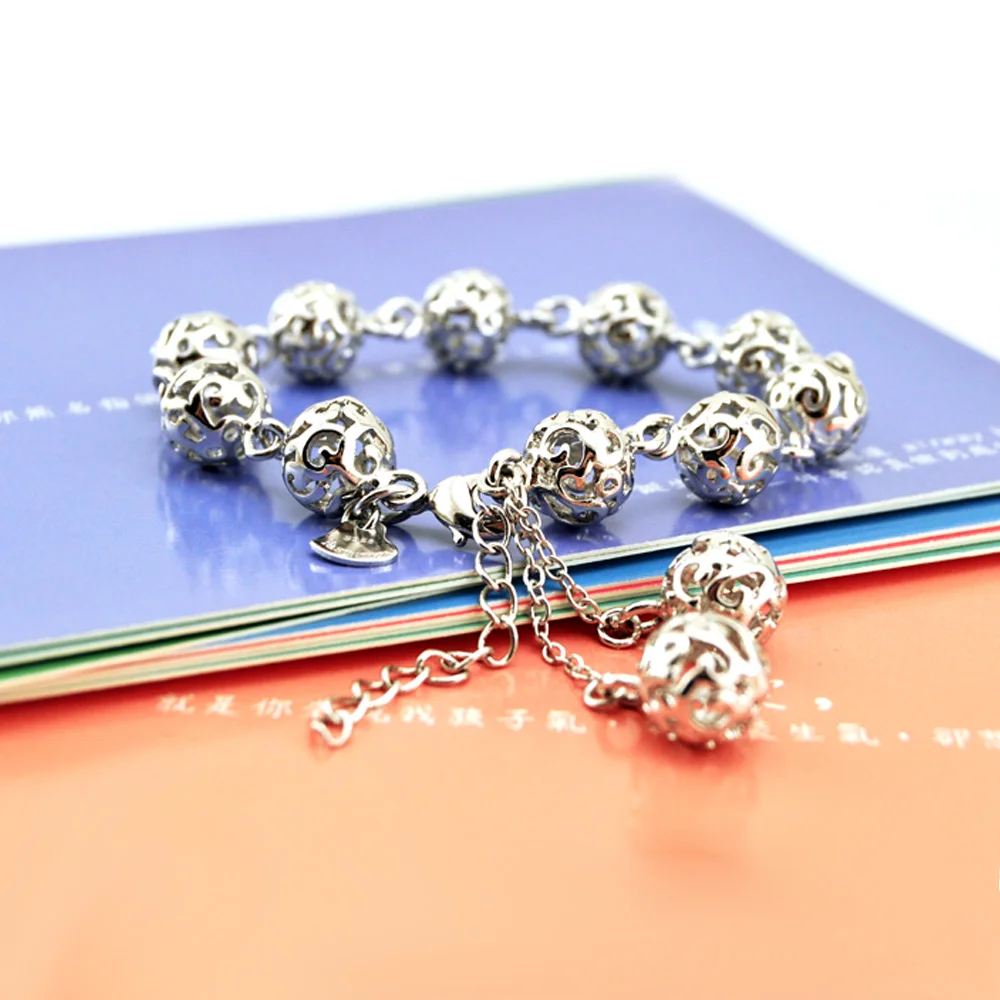 Браслеты и обручи с полыми шариками из стерлингового серебра 925 пробы серебряные