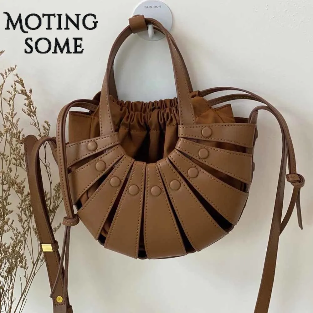 

Luxury Designer Bag Genuine Leather Hollow Out Basket Bag Women Pouch Female Shoulder Crossbody Handbags and Purses 2021 New