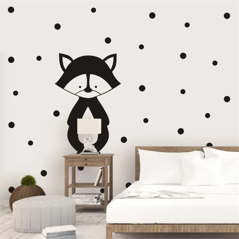 Настенные стикеры в черный горошек для детской комнаты наклейки виде животных