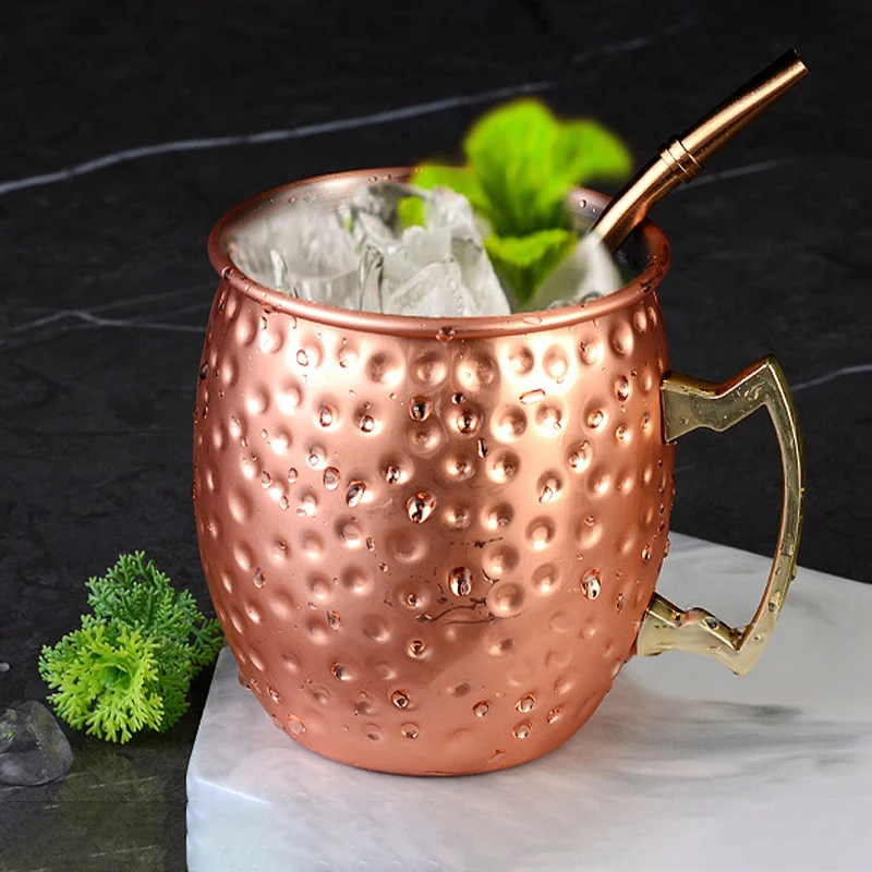 530ML 18 Ounces Unique Moscow Mule Copper Mug Handcrafted 304 Stainless Steel Cup Cocktail Beer Coffee Glass Plated | Дом и сад